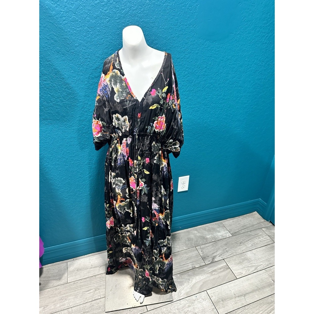 World Market Black Floral Maxi Dress L/XL
